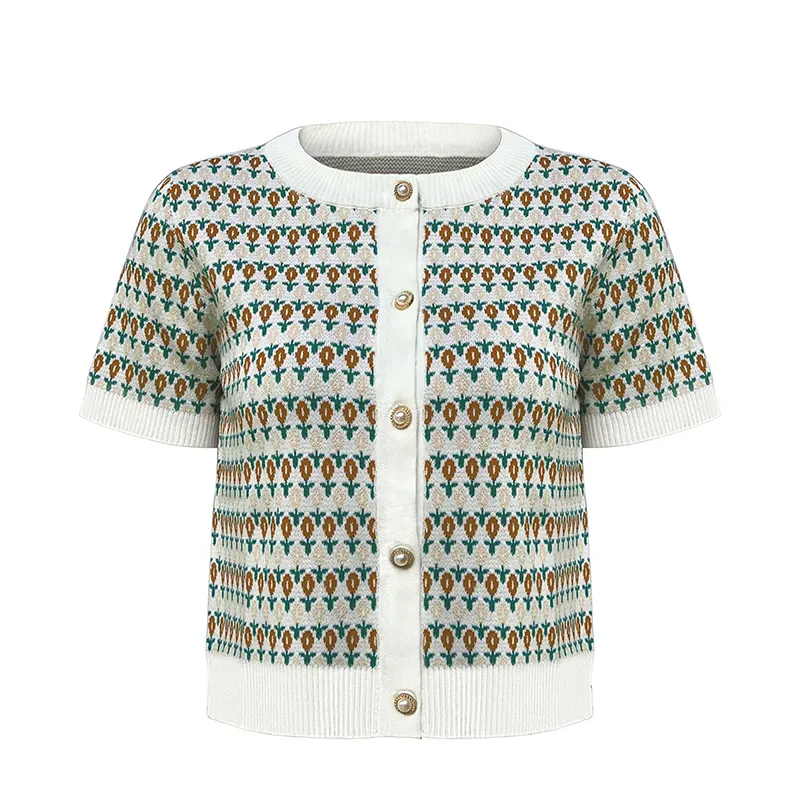 custom-vintage-floral-jacquard-knit-short-cardigan-yellow