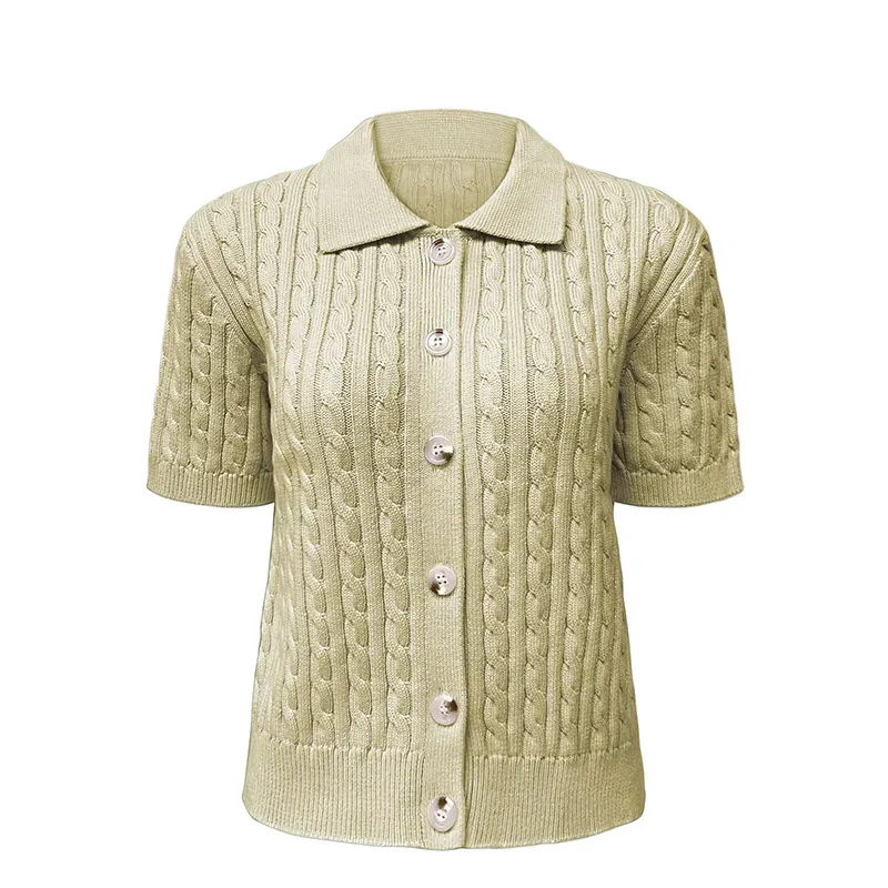custom-cable-knit-polo-scarf-short-cardigan-yellow
