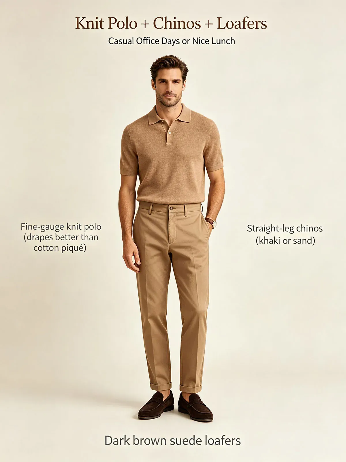 Knit Polo + Chinos + Loafers by jmsweater.com