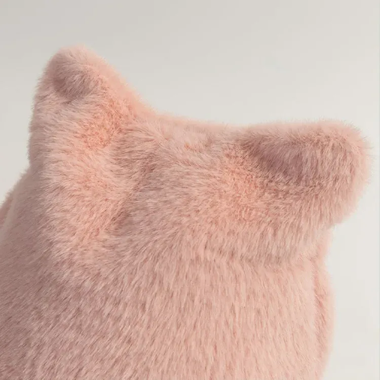 Faux Mink Cat Ear Beanie: Plush Decorative Knits With Logo Back