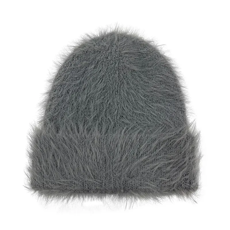 Star Embroidered Feather Beanie: Plush Decorative Knits Back