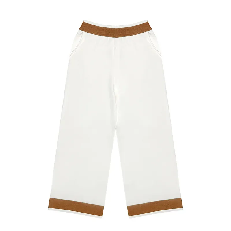 Retro Varsity Collegiate Sets: 14GG Fine Knit Polo Tracksuit Brown Pants
