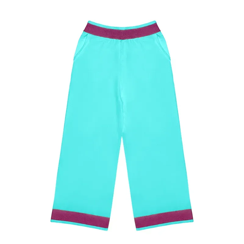 Retro Varsity Collegiate Sets: 14GG Fine Knit Polo Tracksuit Light Green Pants
