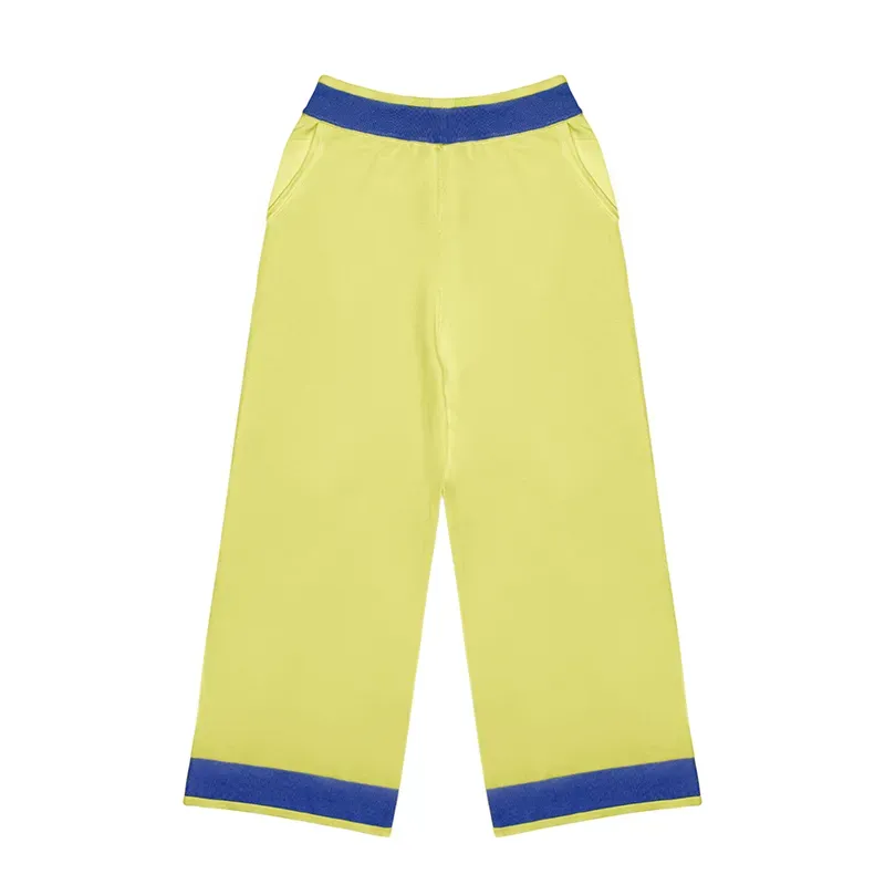Retro Varsity Collegiate Sets: 14GG Fine Knit Polo Tracksuit Yellow Pants