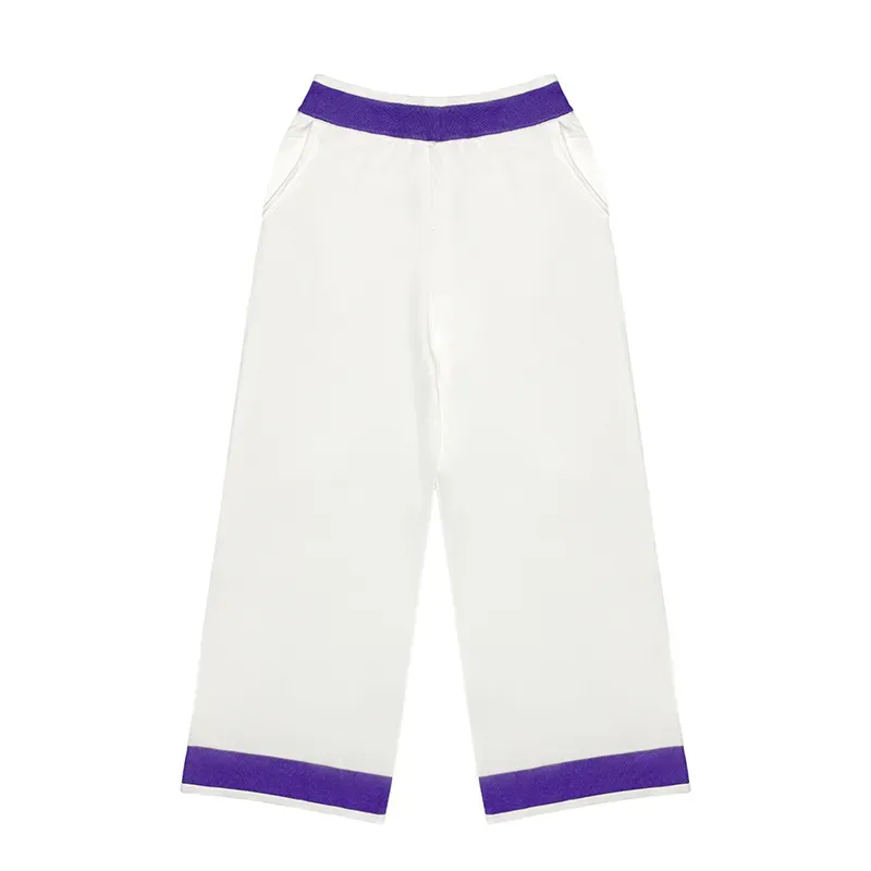 Retro Varsity Collegiate Sets: 14GG Fine Knit Polo Tracksuit Purple Pants