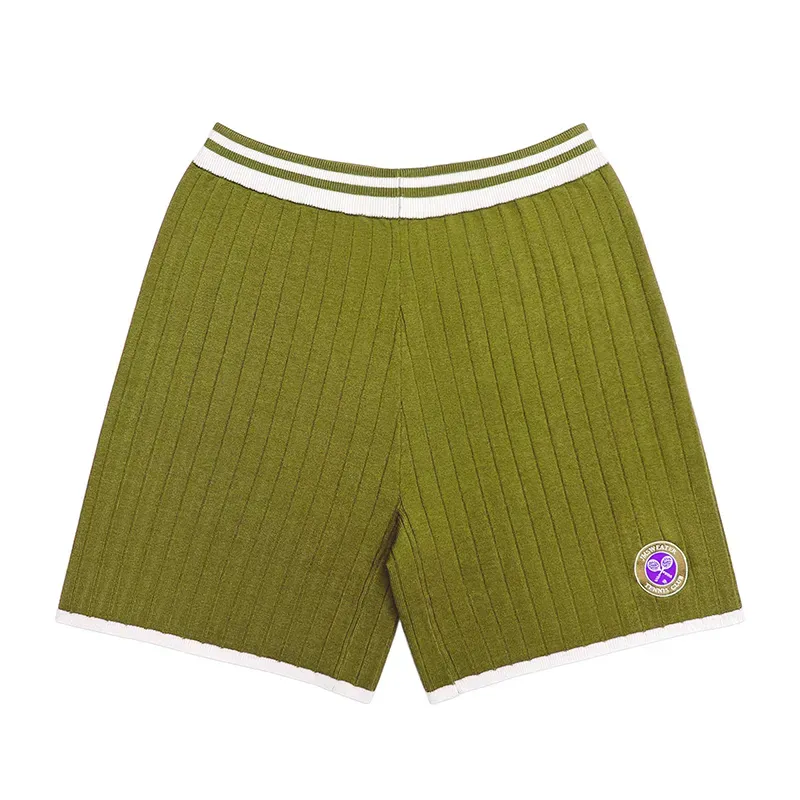 Retro Varsity Collegiate Sets: Ribbed V-Neck Tennis Knit Pants Yellow