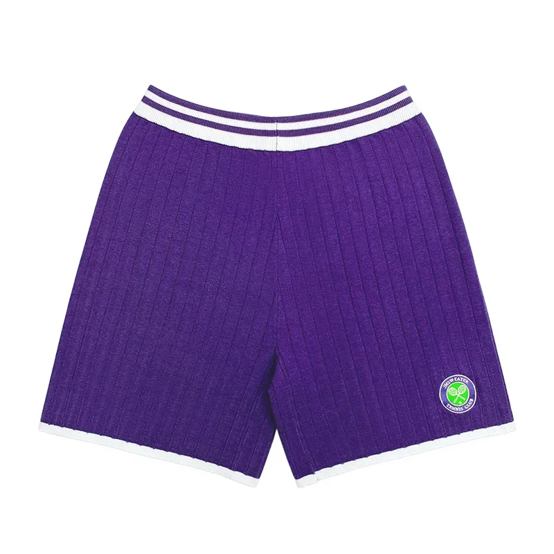 Retro Varsity Collegiate Sets: Ribbed V-Neck Tennis Knit Pants Purple