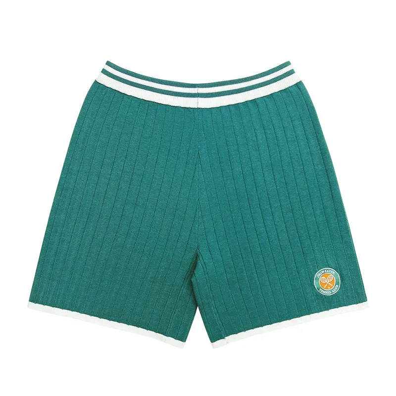 Retro Varsity Collegiate Sets: Ribbed V-Neck Tennis Knit Pants Cyan