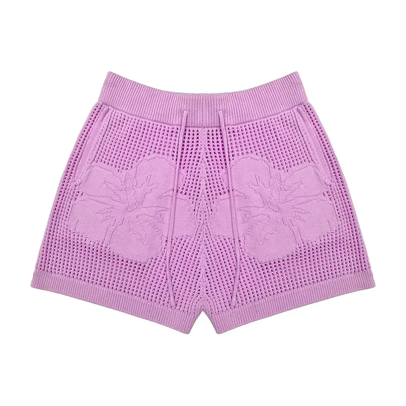 Varsity Collegiate Sets: 3D Floral Open-Knit Summer Set Pants Pink