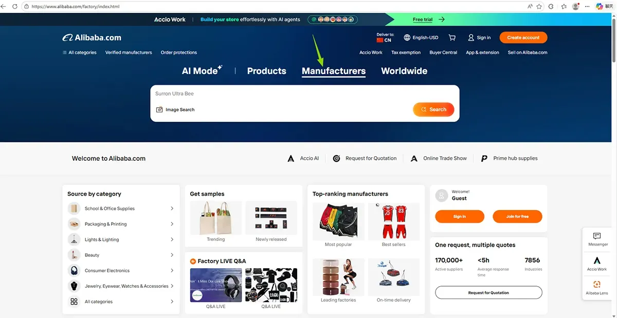 Step-by-step guide on how to filter for verified sweater manufacturers on the Alibaba homepage for reliable sourcing