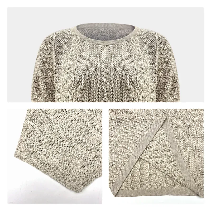 Textured Pointelle Knit Top: GRS Recycled Cotton Tee Knitting Details