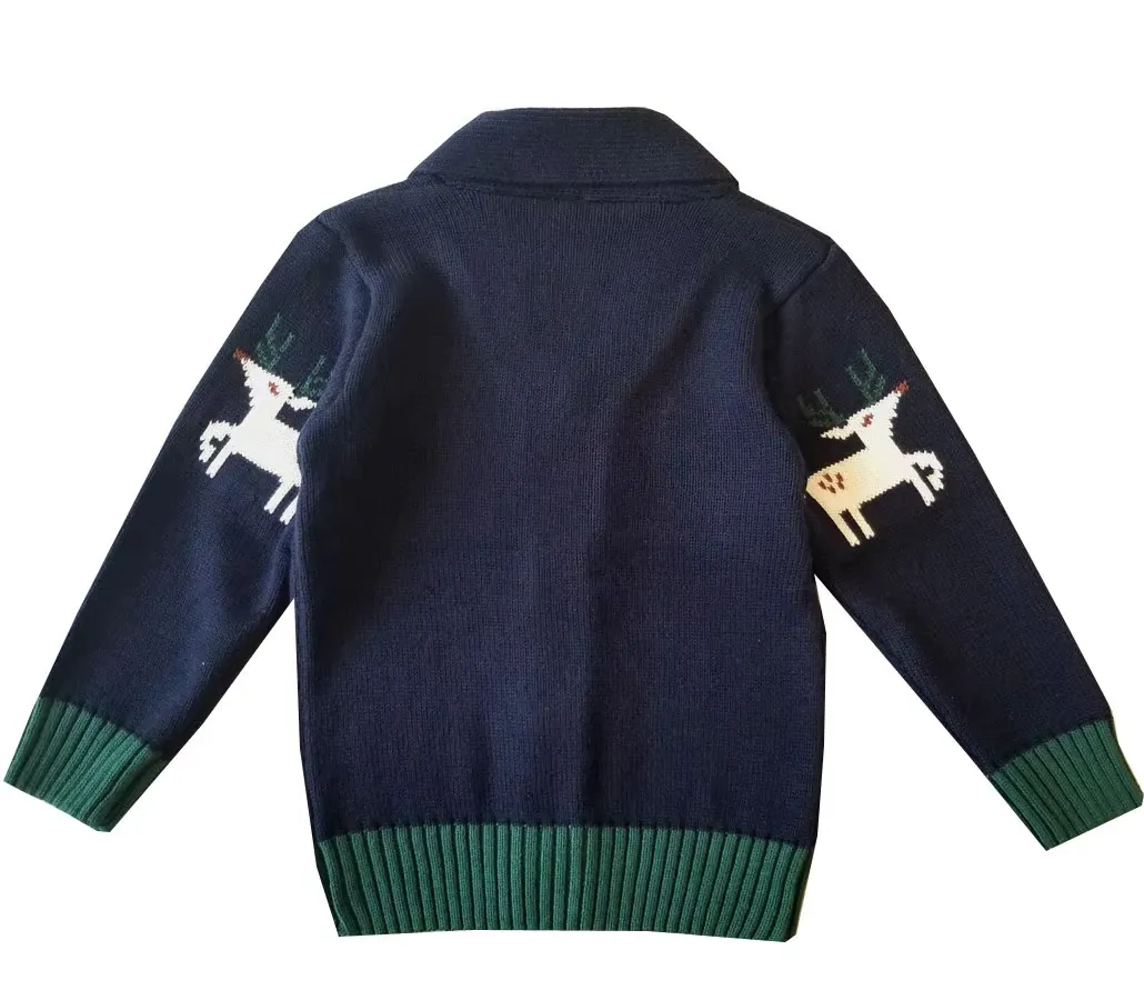 custom-kids-christmas-reindeer-shawl-cardigan-blue-back