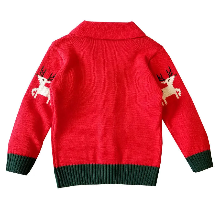 custom-kids-christmas-reindeer-shawl-cardigan-flat-display-red-back