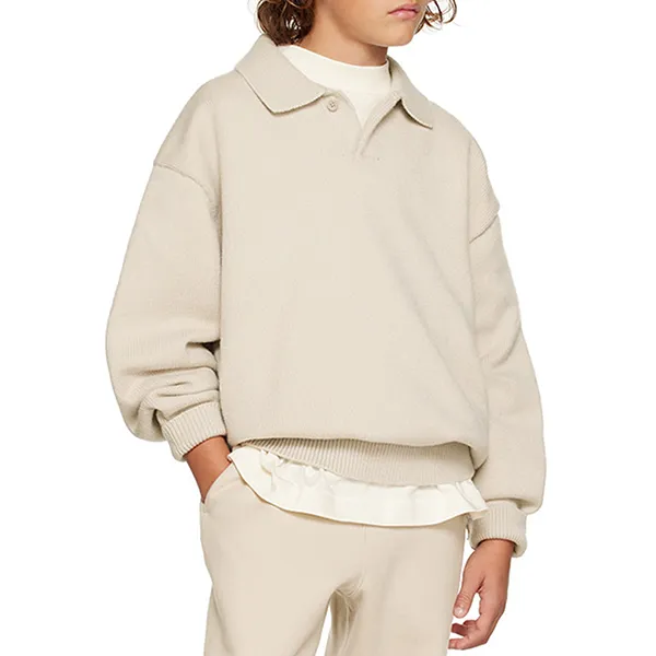 custom-kids-beige-collared-knit-polo-sweater-front