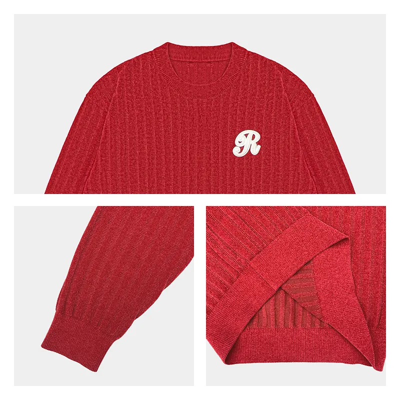 custom-mens-red-ribbed-crewneck-sweater-knitting-details