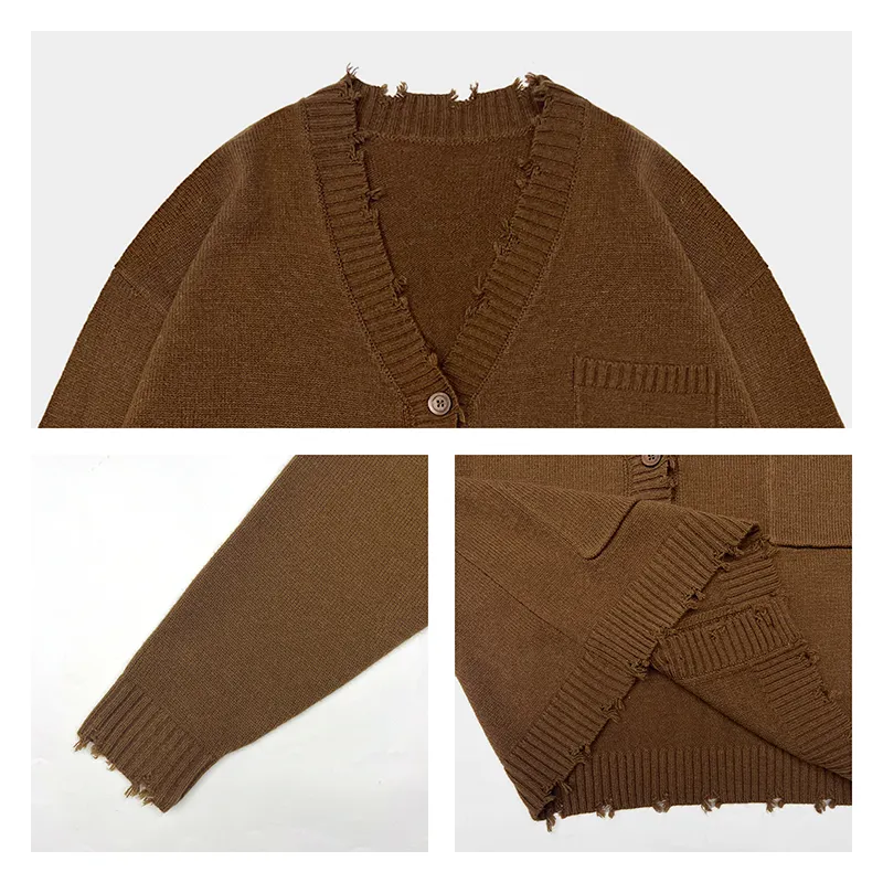 custom-distressed-v-neck-grunge-knit-cardigan-knitting-details