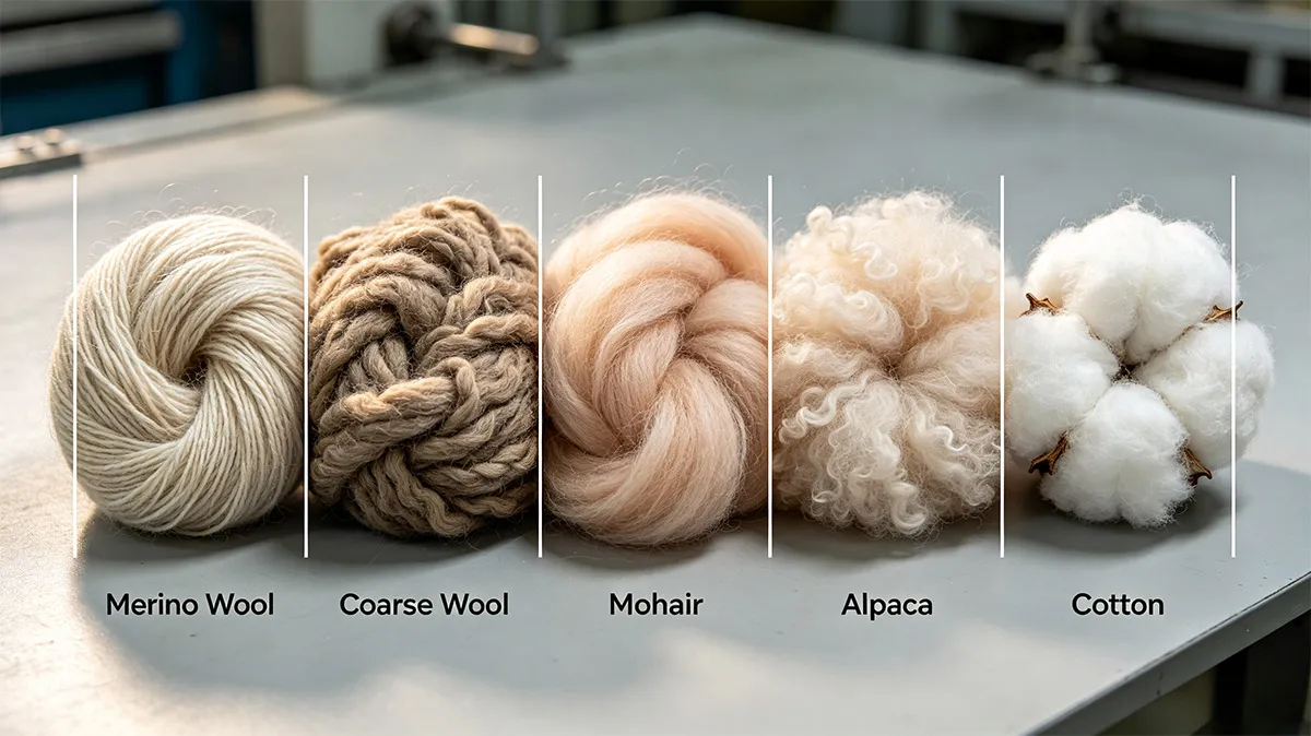 merino-wool-coarse-wool-mohair-baby-alpaca-cotton-yarn-samples-textile-comparison-for-sweaters