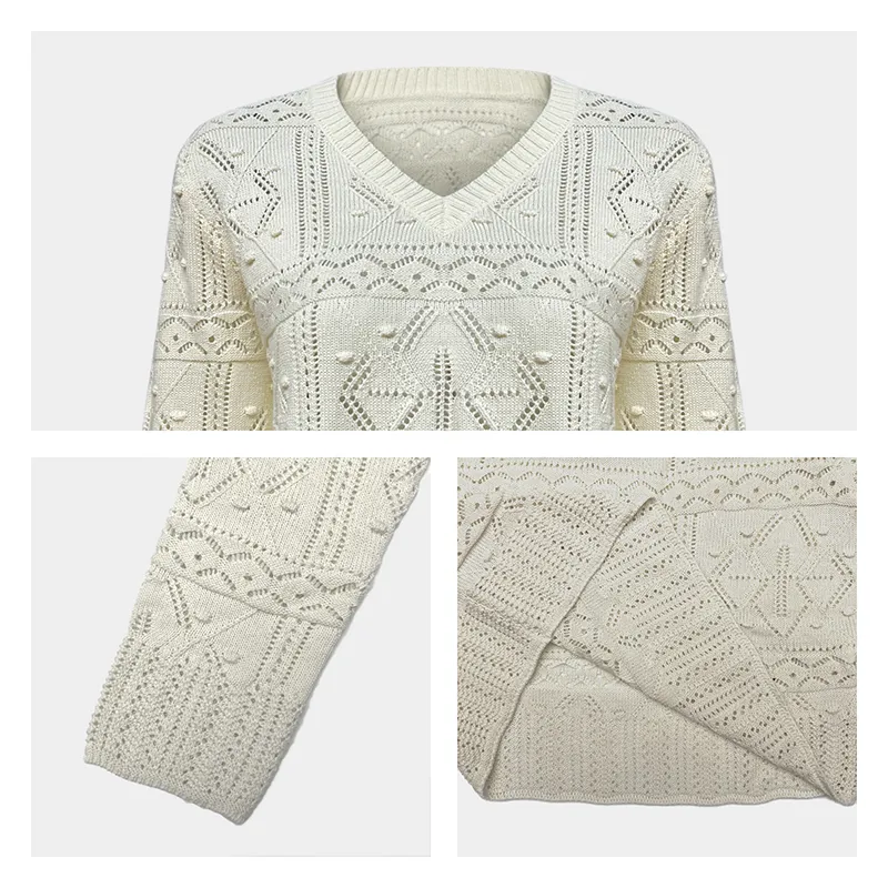 womens-v-neck-pointelle-knit-sweater-oem-manufacturer-knitting-details
