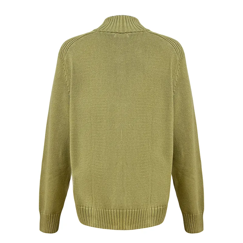 custom half zip mock neck knit sweater oem manufacturer back