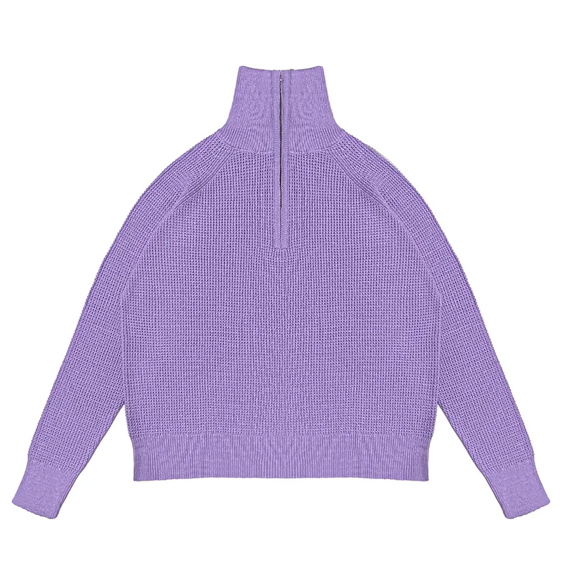 custom half zip turtleneck sweater oem factory purple