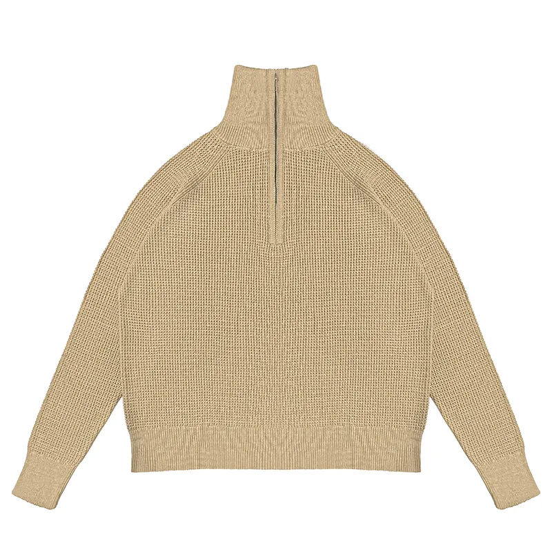 custom half zip turtleneck sweater oem factory yellow
