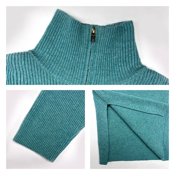 half zip ribbed knit sweater oem manufacturer knitting details