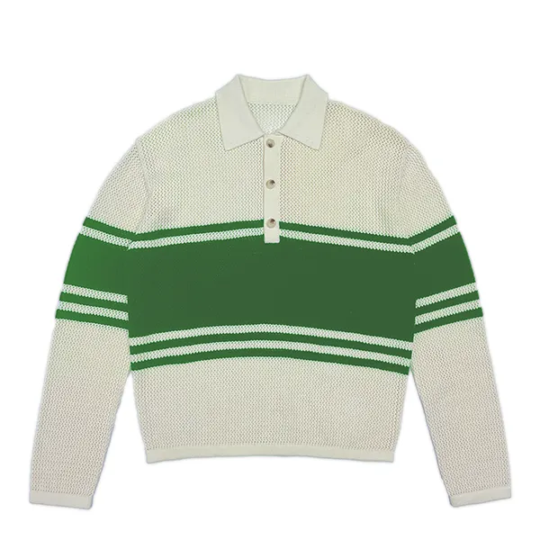 striped polo knit sweater