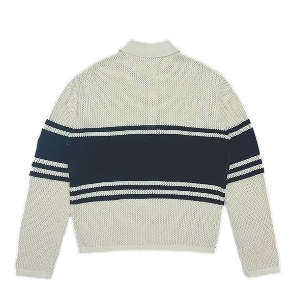striped polo knit sweater back