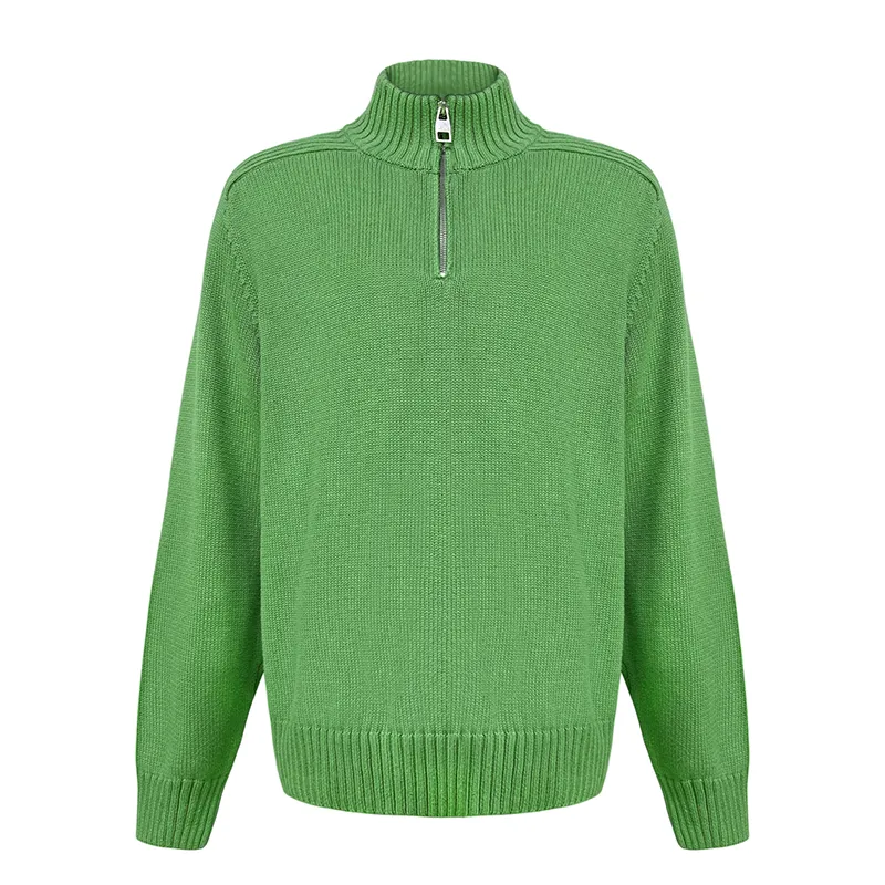 custom half zip mock neck knit sweater oem manufacturer