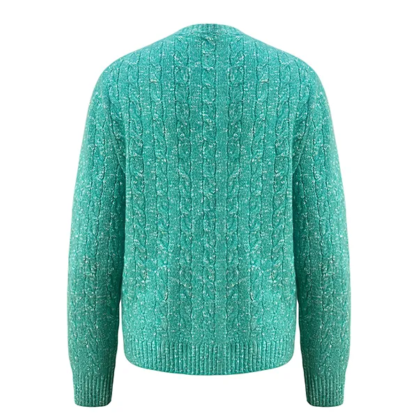 fine gauge cable knit crew neck pullover back