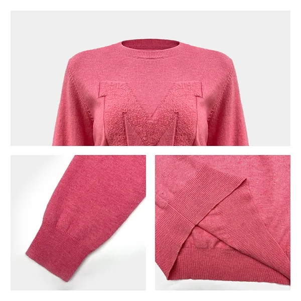 relaxed fit varsity chenille patch knit sweater knitting details