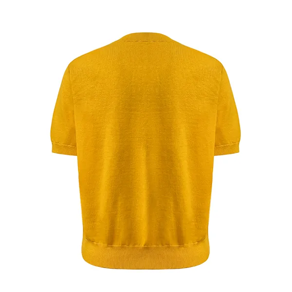 short sleeve v-neck knit pullover with ribbed cuffs back