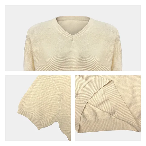 v-neck short sleeve fine knit pullover knitting details