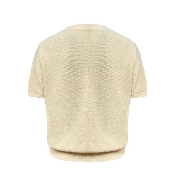 v-neck short sleeve fine knit pullover back