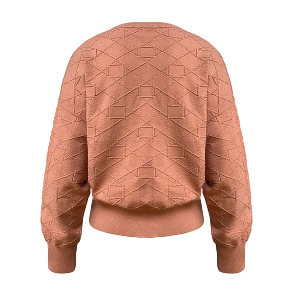 diamond textured crew neck knit pullover back