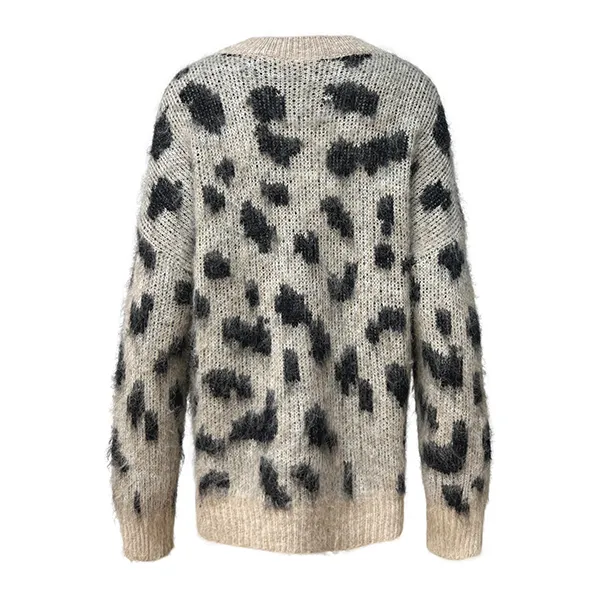 fuzzy spotted crew neck knit pullover back
