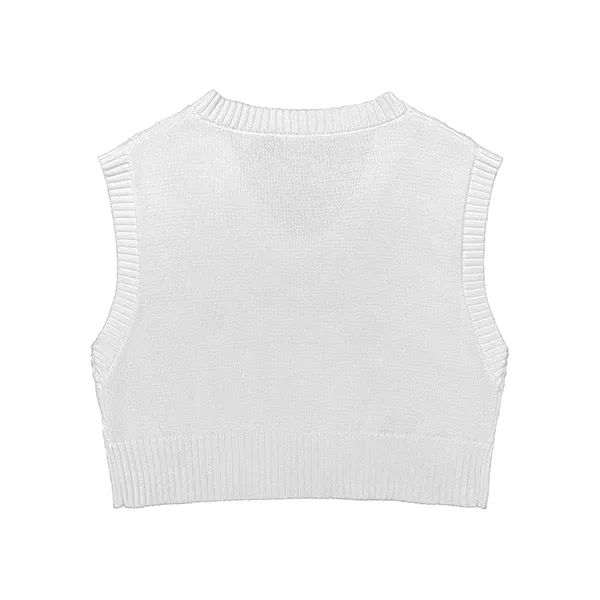 v-neck cable knit sleeveless crop vest back