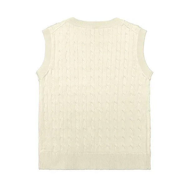 crew neck cable knit sleeveless vest back