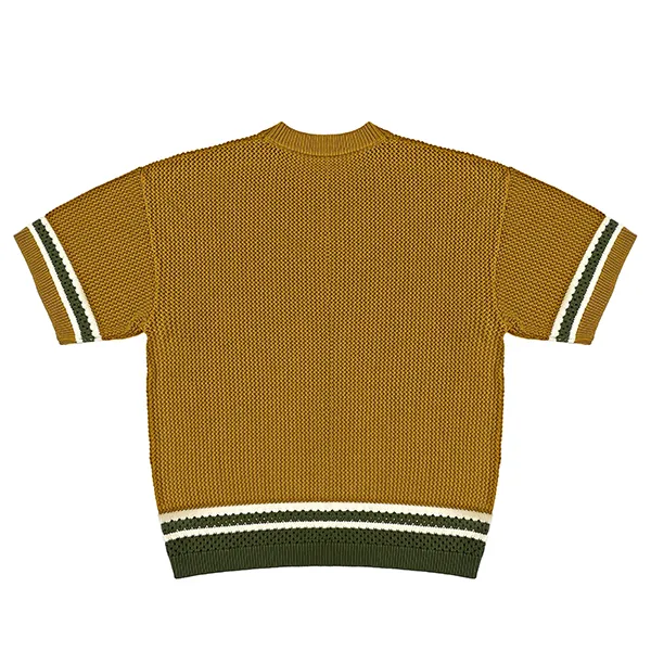 relaxed varsity knit jersey tee with striped trims back