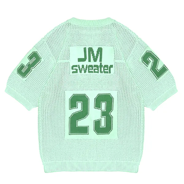 varsity numeral drop shoulder knit jersey tee green