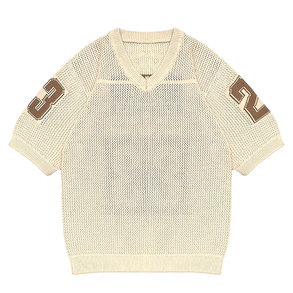 varsity numeral drop shoulder knit jersey tee front