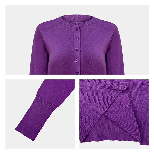 cropped fine knit button cardigan knitting details