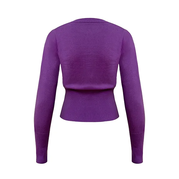 cropped fine knit button cardigan back