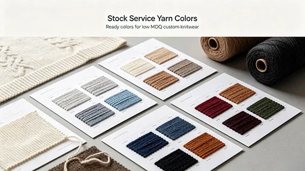 Stock service yarn color card for low MOQ custom knitwear production