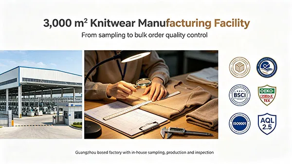 JM Sweater Guangzhou factory facility 3000 sqm knitwear manufacturing