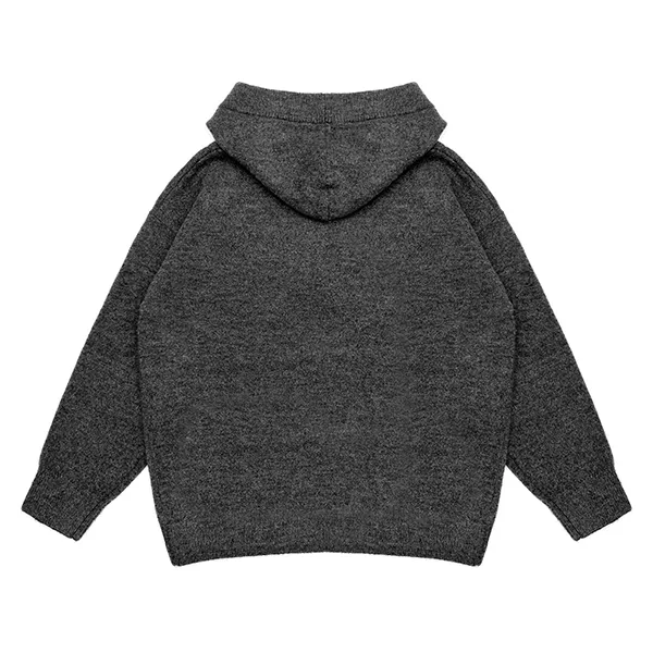 half zip hooded knit pullover with jacquard graphic back