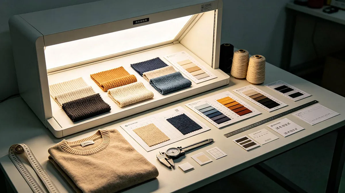 AQL 2.5 quality inspection and standardized lightbox color checking for knitwear