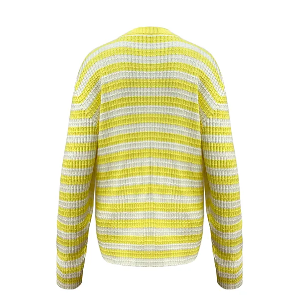 relaxed striped ribbed crew neck knit pullover back