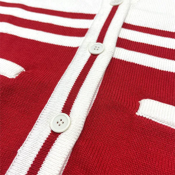 relaxed v-neck color block knit cardigan with pockets knitting details