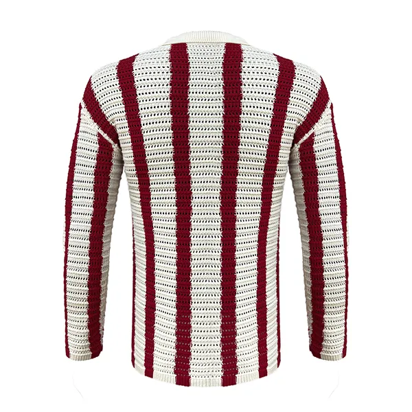 pointelle vertical stripe knit jacket with buttons back